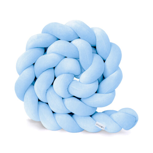 Velvet bedbumper vlecht met 3 strengen / babyblauw