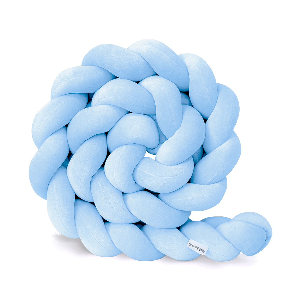Velvet bedbumper vlecht met 3 strengen / babyblauw
