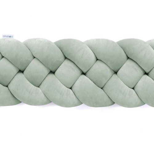 Velvet bedbumper vlecht met 4 strengen / eucalyptus