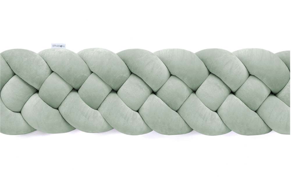Velvet bedbumper vlecht met 4 strengen / eucalyptus