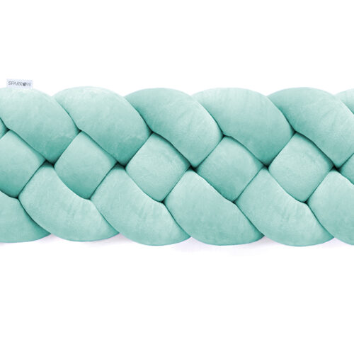 Velvet bedbumper vlecht met 4 strengen / azuurblauw