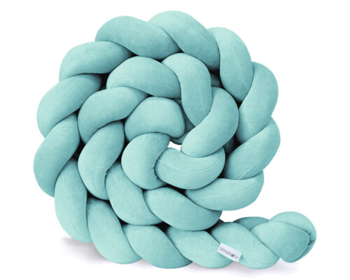 Velvet bedbumper vlecht met 3 strengen / azuurblauw