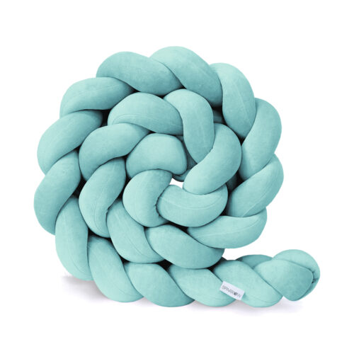 Velvet bedbumper vlecht met 3 strengen / azuurblauw