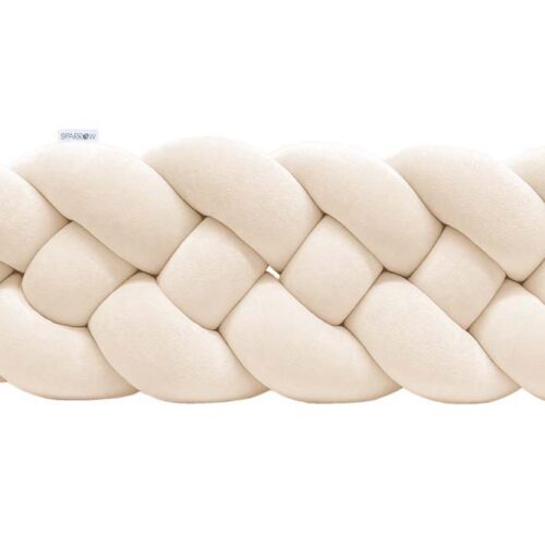 Velvet bedbumper vlecht met 4 strengen / amandelkleur
