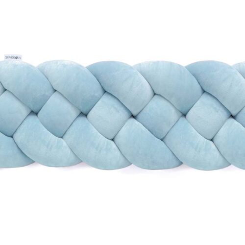 Velvet bedbumper vlecht met 4 strengen / ijsblauw