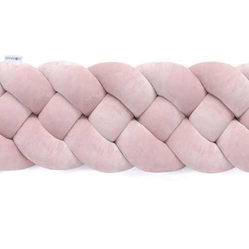 Velvet bedbumper vlecht met 4 strengen / poederroze