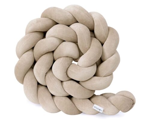 Velvet bedbumper vlecht met 3 strengen / cappuccino
