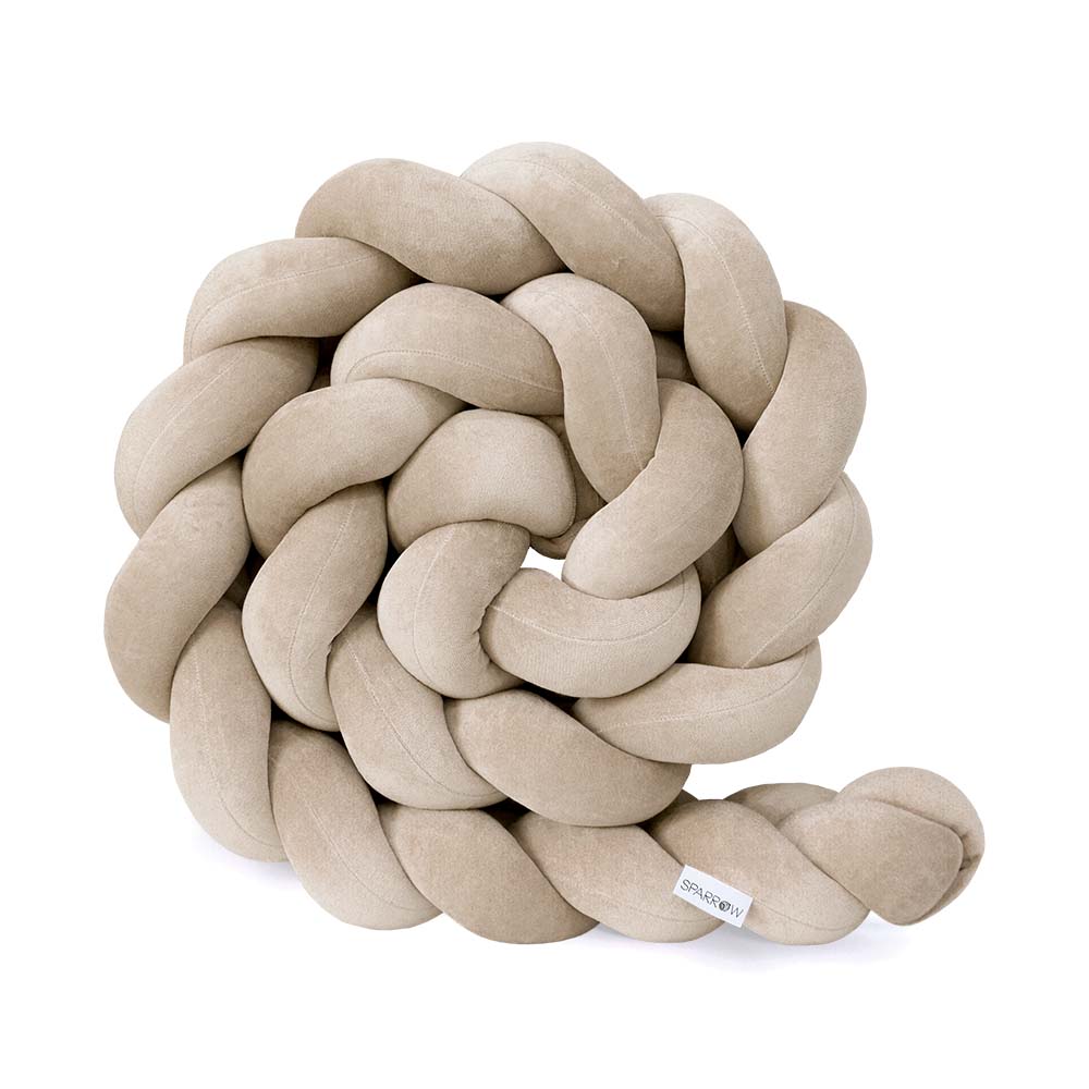 Velvet bedbumper vlecht met 3 strengen / cappuccino