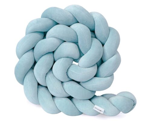 Velvet bedbumper vlecht met 3 strengen / ijsblauw