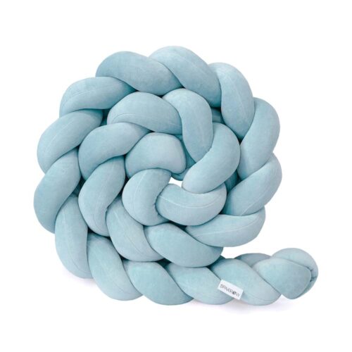 Velvet bedbumper vlecht met 3 strengen / ijsblauw