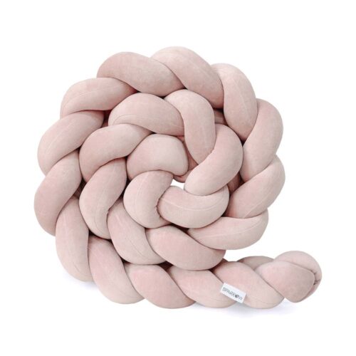 Velvet bedbumper vlecht met 3 strengen / poederroze