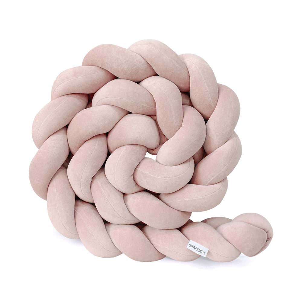 Velvet bedbumper vlecht met 3 strengen / poederroze