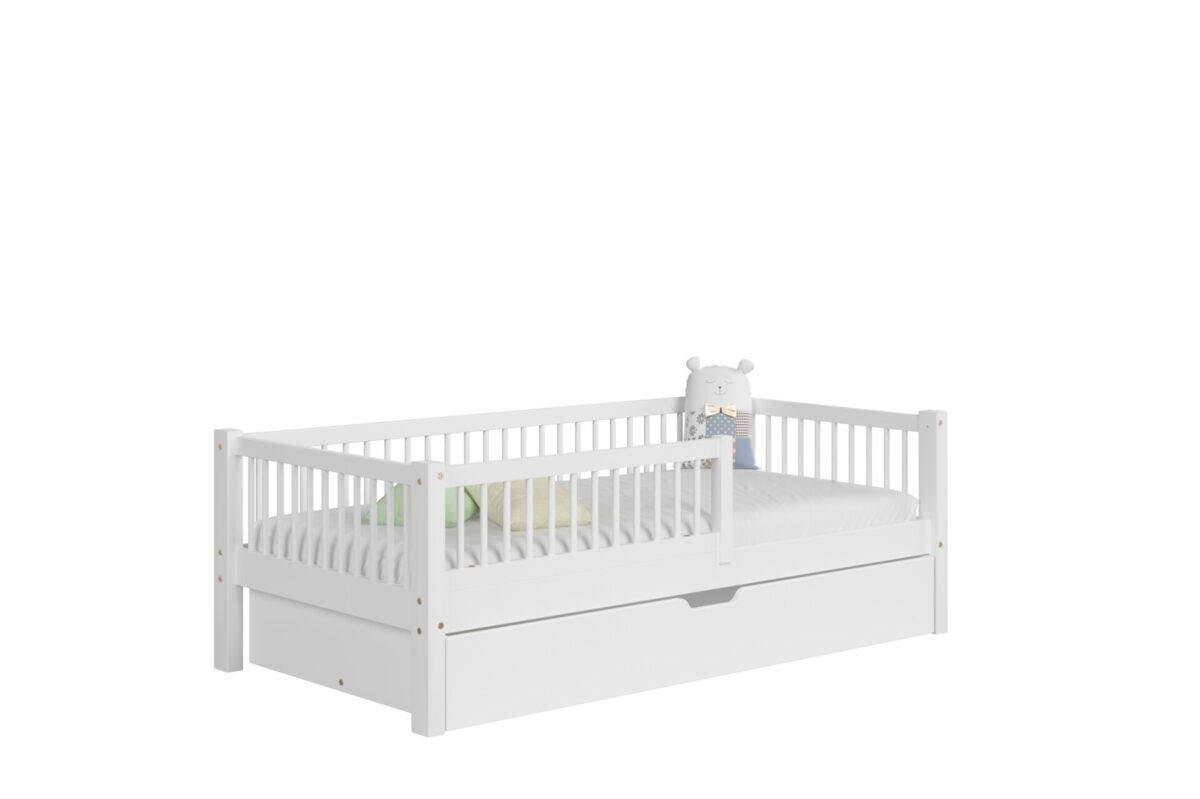 packshot w13 mat_1_bialy Kinderbed SALICE met lade