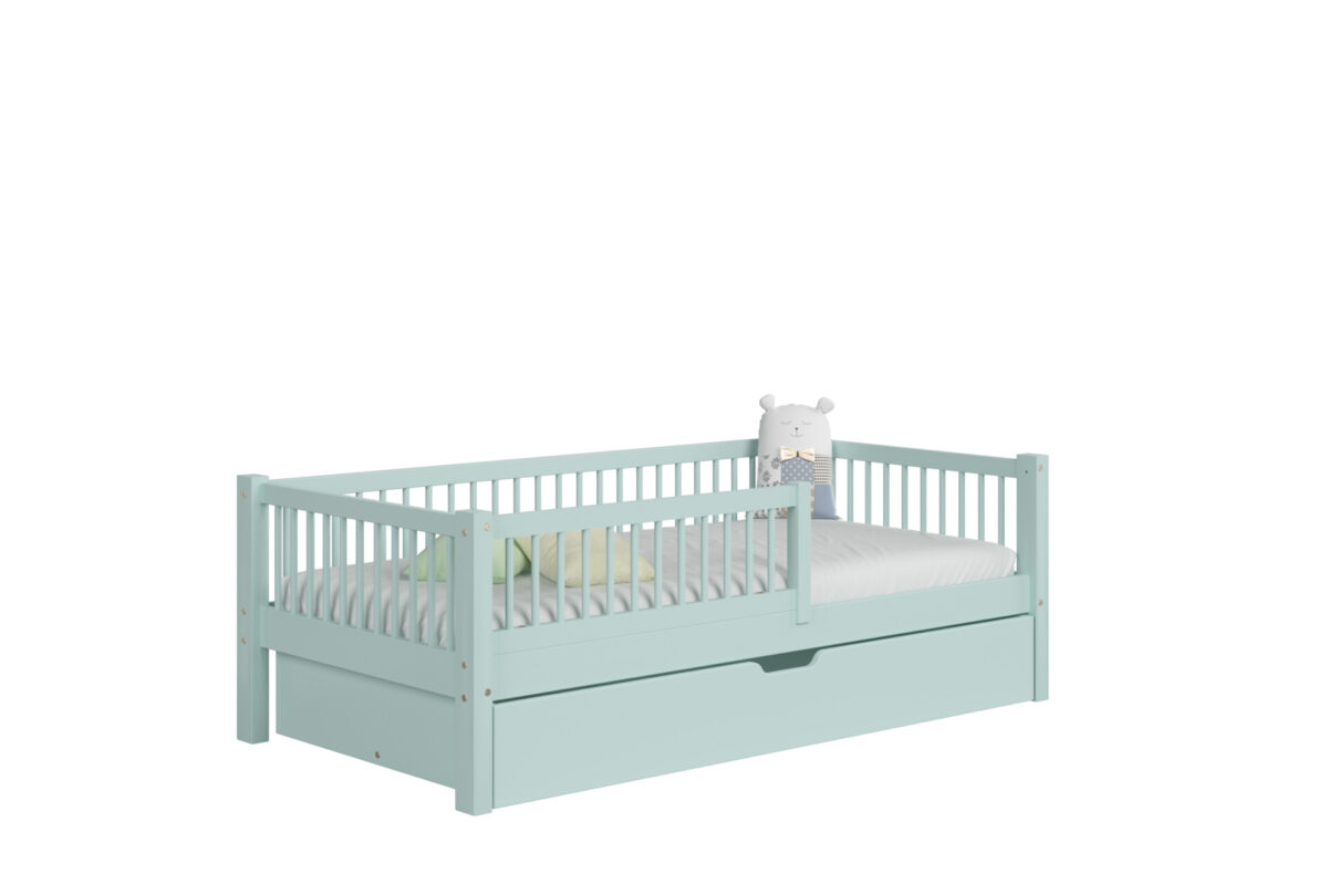 packshot w13 mat_1_zielony Kinderbed SALICE met lade