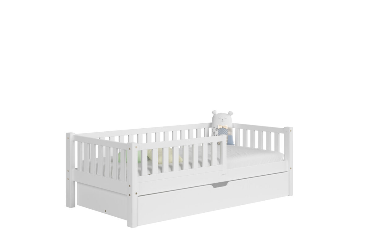 packshot w15 mat_1_bialy Kinderbed ABETE met lade