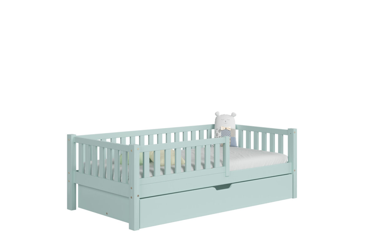 packshot w15 mat_1_zielony Kinderbed ABETE met lade