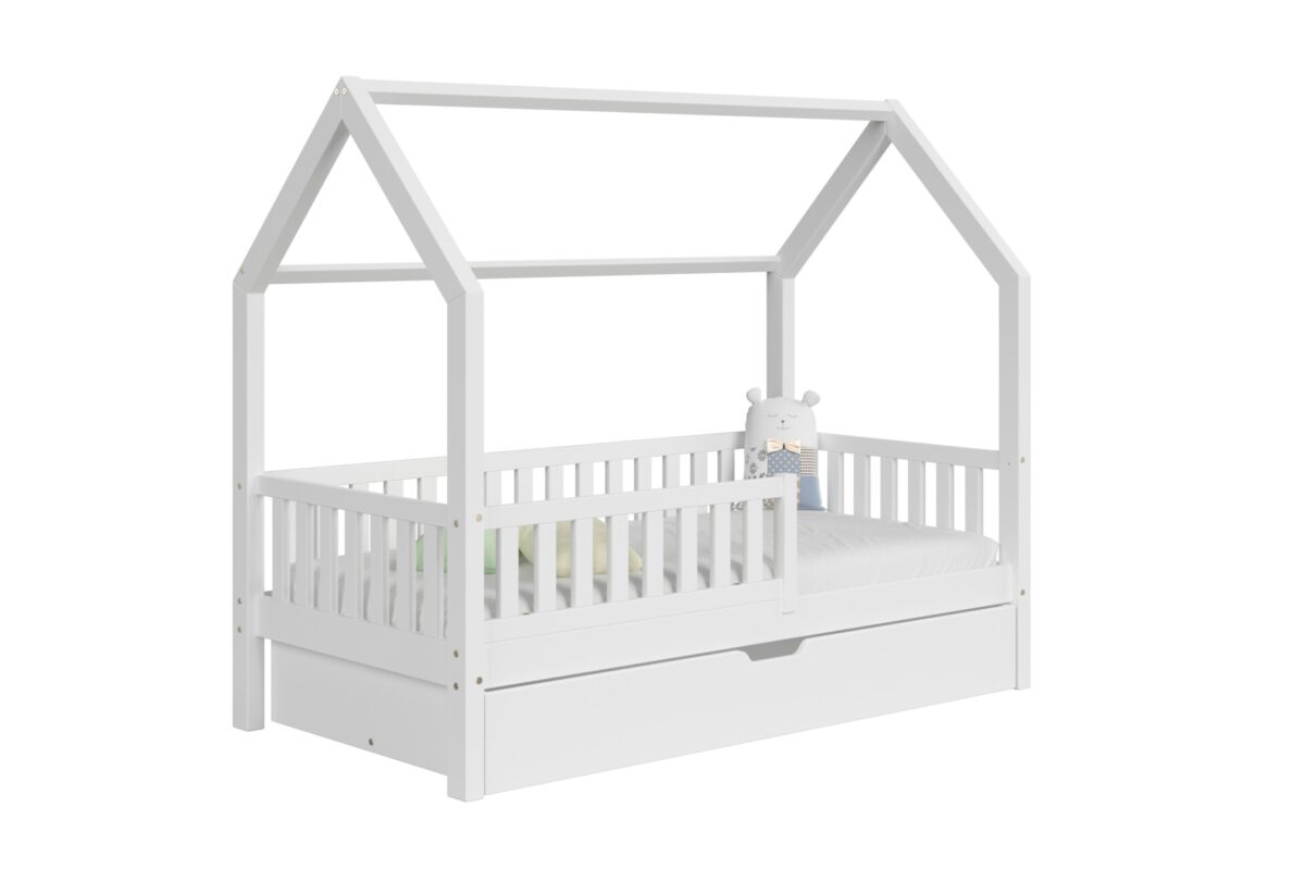 packshot w2 mat_1_bialy Kinderbed PINO met lade