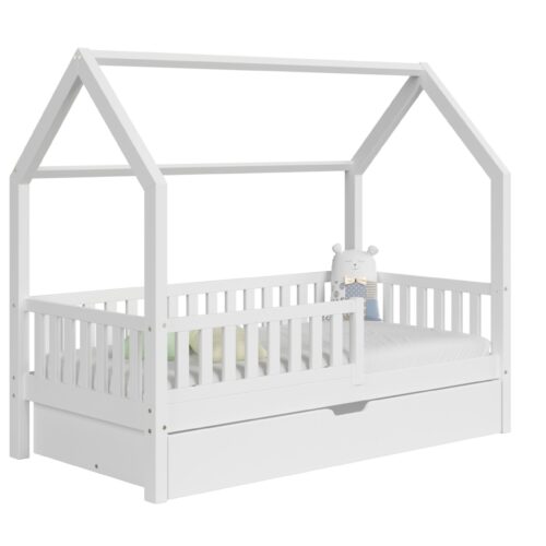 packshot w2 mat_1_bialy Kinderbed PINO met lade