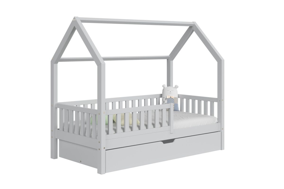 packshot w2 mat_1_szary Kinderbed PINO met lade