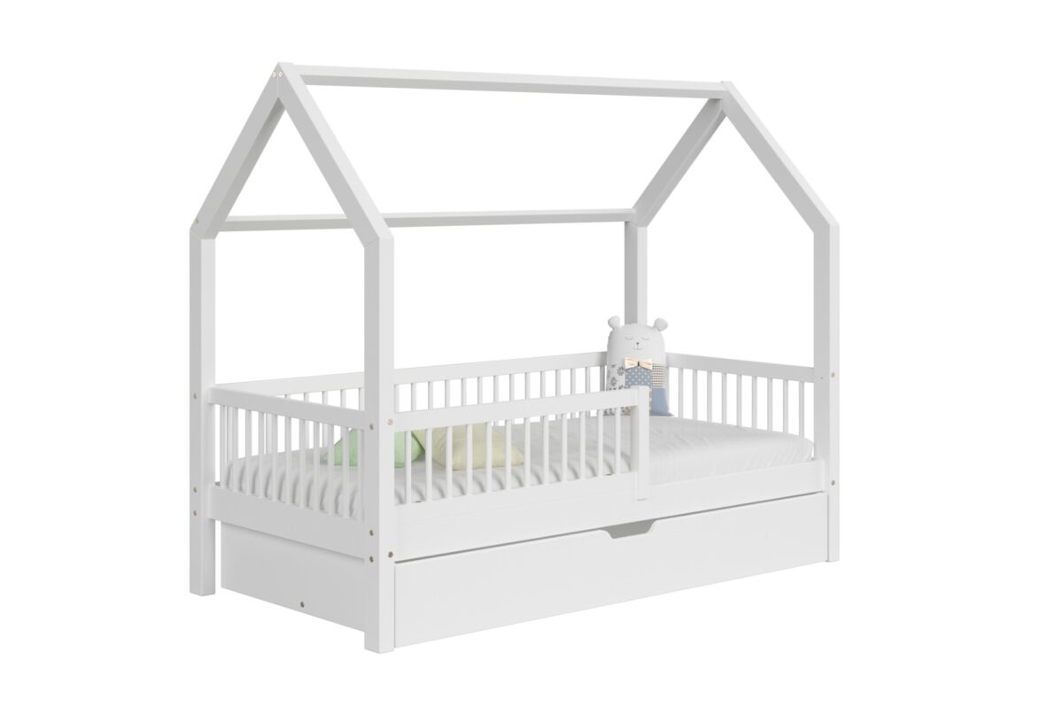 packshot w4 mat_1_bialy Kinderbed OLMO met lade